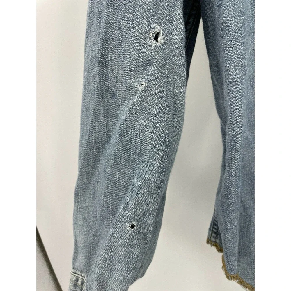 Free People Rialto Jean  Brin Floral Patch Shirt - Picture 6 of 7